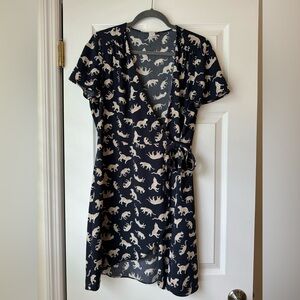 J Crew wrap pattern blue mini dress